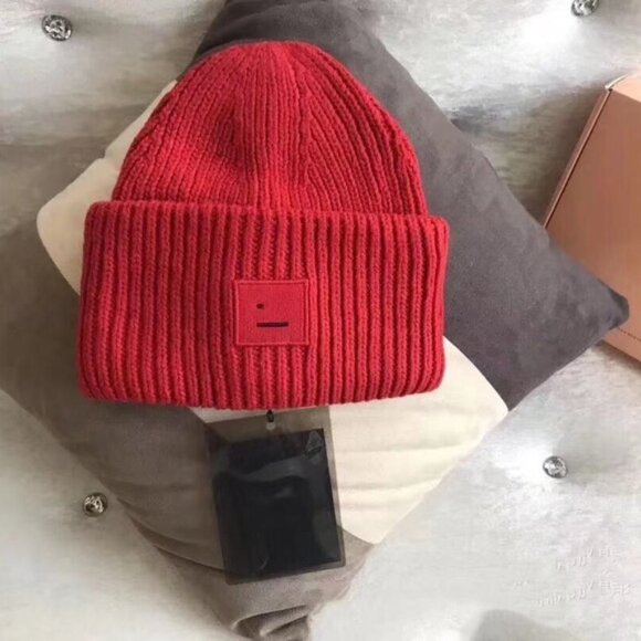 Acne Red Ribbed Beanie - Picture 1 of 1